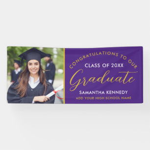 Banderoles Purple Et Gold Congrats Grad Photo Grad Graduation