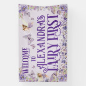 Banderoles Purple Floral Fairy First Birthday Welcome (Verticale)