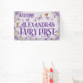 Banderoles Purple Floral Fairy First Birthday Welcome (Insitu)
