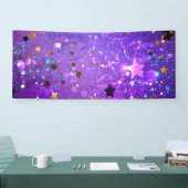 Banderoles Purple foil background with Stars (Salon professionnel)