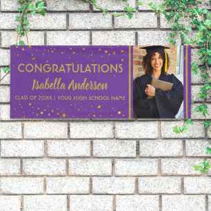 Banderoles Purple Gold Confetti Grad Photo Grad Grad 2025