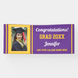 Banderoles Purple Gold Congrats Grad Custom Photo Graduation