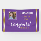 Banderoles Purple Gold Congrats Graduate Photo Graduate (Horizontal)