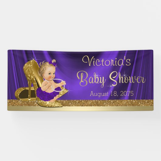 Banderoles Purple Gold High talon Chaussure Baby shower fille (Horizontal)