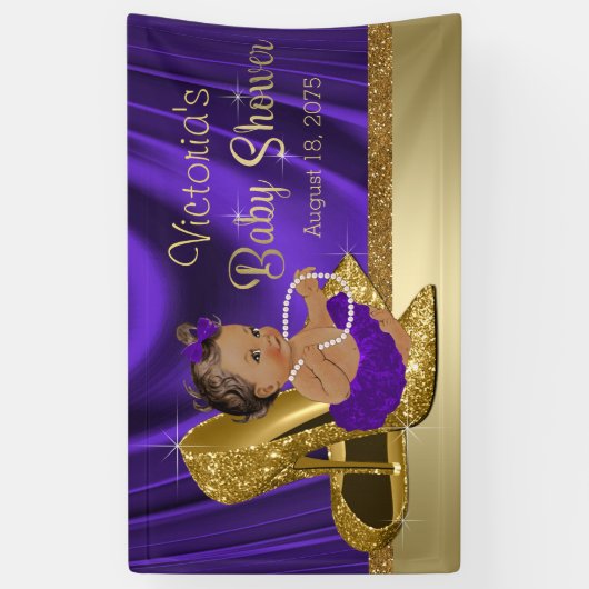 Banderoles Purple Gold High talon Chaussure Ethnique Fille Ba (Vertical)