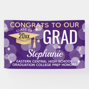 Banderoles Purple Gold Modern Bubble Congrats Graduation
