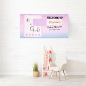 Banderoles Purple Gradient Cute Eyeball Text Baby Shower (Insitu)