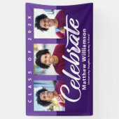 Banderoles Purple Graduation 3 Photo Bold Script Simple Rétro (Vertical)