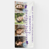 Banderoles Purple Graduation Félicitations Script 4 Photos (Vertical)