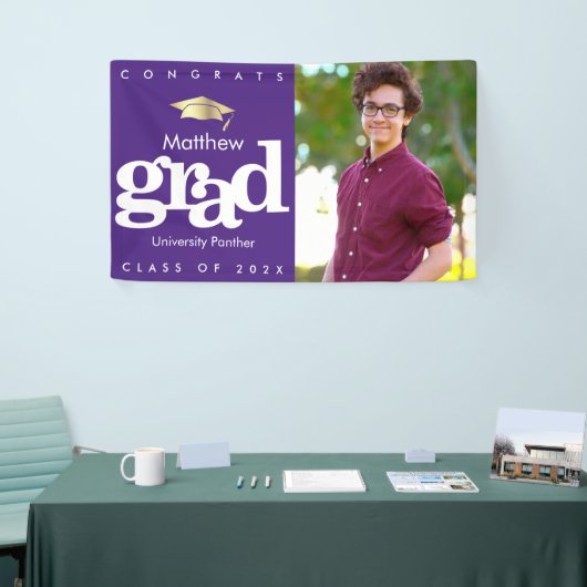 Banderoles Purple graduation photo or casquette moderne audac (Salon professionnel)