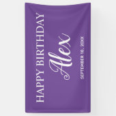 Banderoles Purple Joyeux Anniversaire Nom du parti (Vertical)