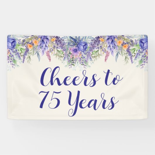 Banderoles Purple Lavender Floral 75th Birthday (Horizontal)