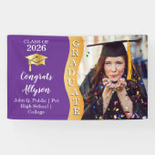 Banderoles Purple | Or Félicitations au Diplômé Vague Photo (Horizontal)