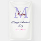 Banderoles Purple pastel happy Valentine's day pink monogram  (Vertical)