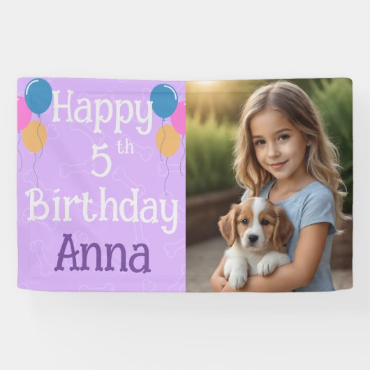 Banderoles Purple Photo Chien Chien Chien Chien Chien Anniver (Horizontal)