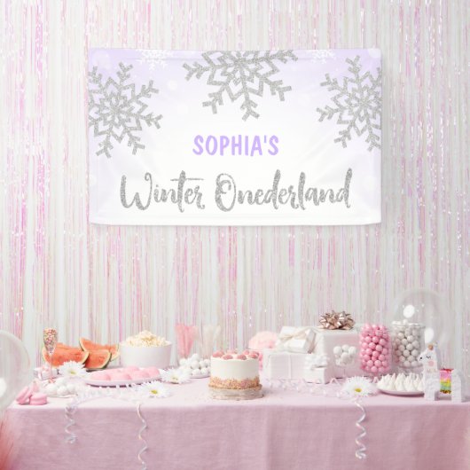 Banderoles Purple Silver Winter ONEderland 1er anniversaire (Fête)