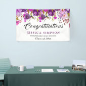 Banderoles Purple Violet Floral Moderne Graduate (Salon professionnel)