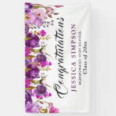 Banderoles Purple Violet Floral Moderne Graduate (Vertical)