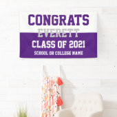 Banderoles Purple & White Minimalist Graduation Party (En situation)