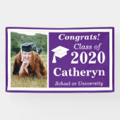Banderoles Purple White One Photo Class of 2024 Graduation (Horizontal)