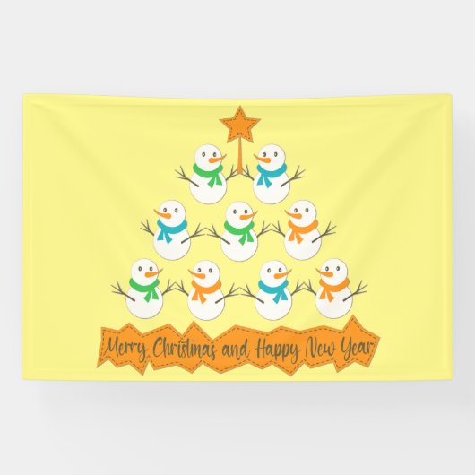 Banderoles Pyramide des sapins de Noël faite de bonhommes de  (Horizontal)