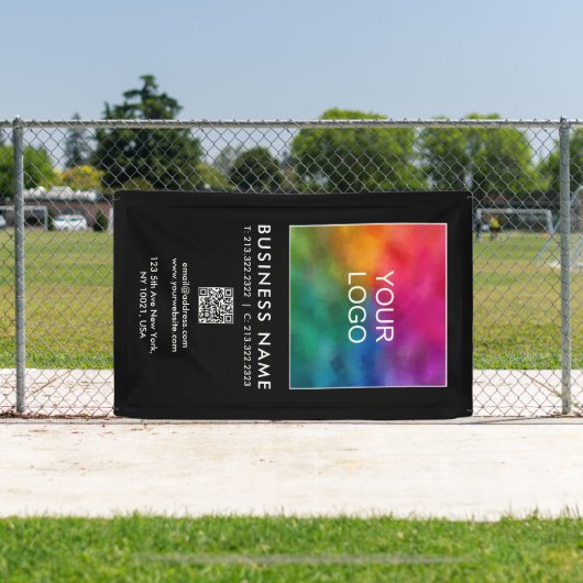 Banderoles QR Code Entreprise Logo Entreprise Modèle vertical (Insitu)