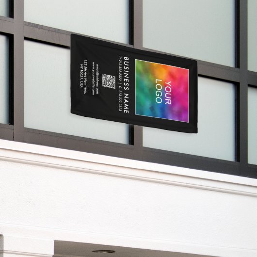 Banderoles QR Code Entreprise Logo Entreprise Modèle vertical (Bâtiment extérieur)