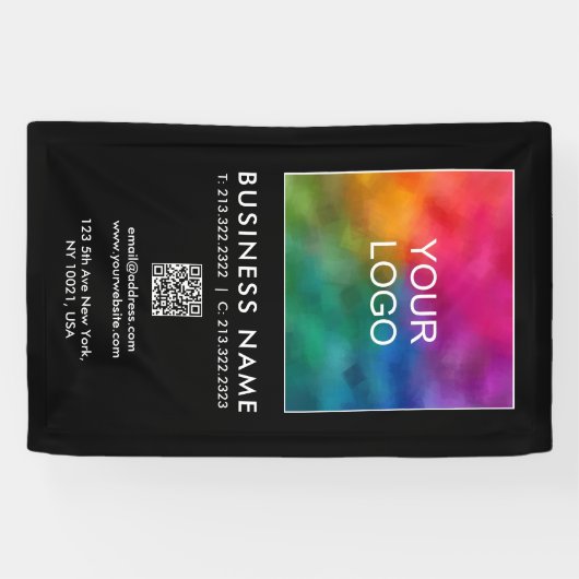 Banderoles QR Code Entreprise Logo Entreprise Modèle vertical (Horizontal)