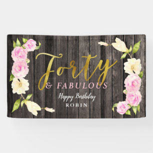 Banderoles Quarante et quarantième anniversaire floral