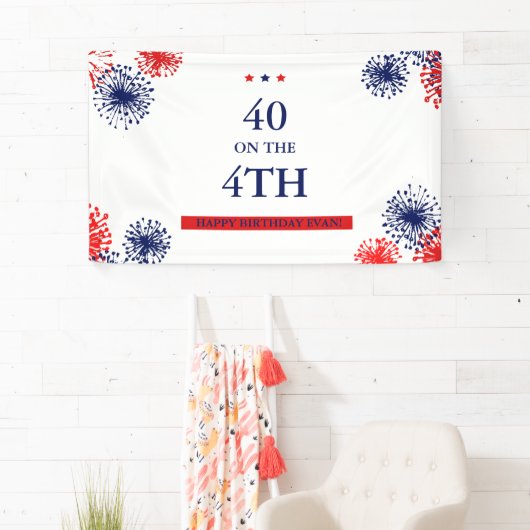 Banderoles Quarante sur le feu d'artifice d'anniversaire 4 ju (En situation)