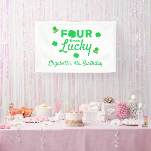 Banderoles Quatre fois Lucky 4e anniversaire (Fête)