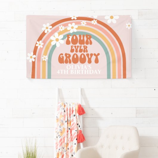 Banderoles Quatre Jours Super Retro Rainbow Daisy Anniversair (En situation)