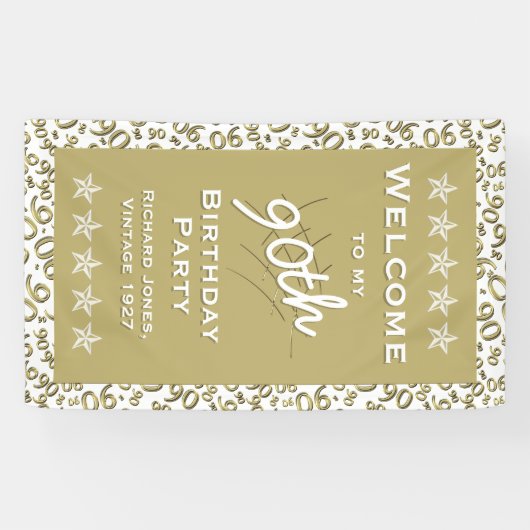 Banderoles Quatre-vingt-dixième fête d'anniversaire (Horizontal)