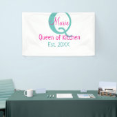 Banderoles Queen of cuisine monogramme vert rose simple minim (Salon professionnel)