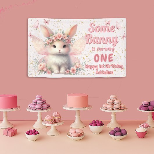 Banderoles Quelques Papillons Fée 1er Anniversaire Bunny
