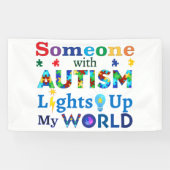Banderoles Quelqu'un avec AUTISM éclaire mon monde (Horizontal)