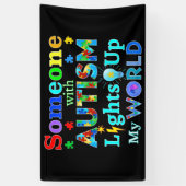 Banderoles Quelqu'un avec AUTISM éclaire mon monde (Vertical)