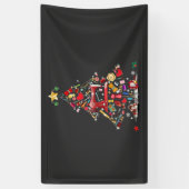 Banderoles Quilter Merry Christmas Tree Quilt Block Quilting  (Vertical)