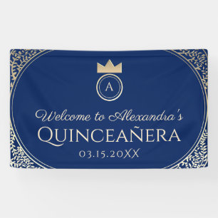 Banderoles Quinceanera bleu marine