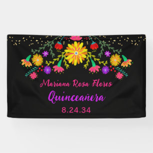 Banderoles Quinceanera Fiesta Mexicaine Florale Anniversaire