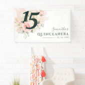 Banderoles Quinceanera Floral rose 15e anniversaire Script (En situation)
