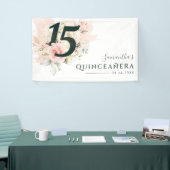 Banderoles Quinceanera Floral rose 15e anniversaire Script (Salon professionnel)
