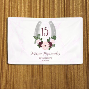 Banderoles Quinceanera Floral Western Horseshoe