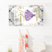 Banderoles Quinceanera florale violette Bienvenue (En situation)