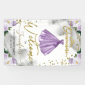 Banderoles Quinceanera florale violette Bienvenue (Horizontal)