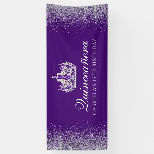Banderoles Quinceanera, Parties scintillant violette (Vertical)