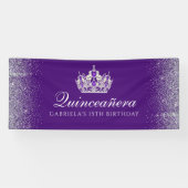 Banderoles Quinceanera, Parties scintillant violette (Horizontal)