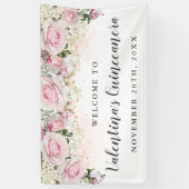 Banderoles Quinceanera rose et blanc rustique (Vertical)