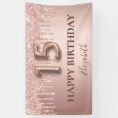 Banderoles Quinceanera rose gouttes roses or bienvenue (Vertical)