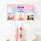 Banderoles Quinceanera rose violet parties scintillant blush (En situation)